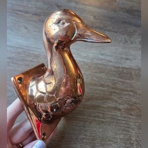 Vintage Copper Brass Duck Head Decorative Wall Hook Victorian Farm House Decor